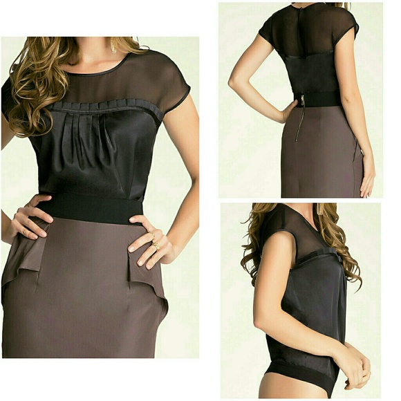 bebe Tops - ♥bebe Black Pleated Bodysuit NWOT